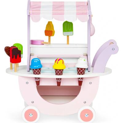 ECOTOYS TL89015 Dřevěný zmrzlinový vozík pro děti, 12 dílů
