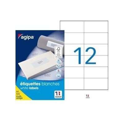Etikety univerzálne 105x48mm Agipa A4 100 hárkov
