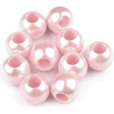 Plastové perly s velkým průvlekem 11x15 mm, 10 ks, růžová lasturová č. 5