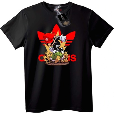 NOONEBRAND Тениска Adidas MARIO Карикатура Разбивач - S, Black