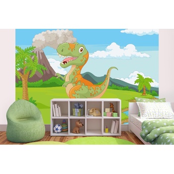 DIMEX ART s. r. o Самозалепваща се флизелинова фототапета тиранозавър в джунглата 375 x 250 см