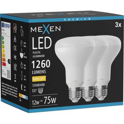 Mexen Nova 3x LED крушка E27, R80, 12W, Топла - 3000K, 1260 lm - L105-E27-1230-01x03 (L105-E27-1230-01x03)