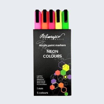 Artmagico Smart akrylové markery jemný hrot 0,9 - 1,3 mm neonové sada 5 ks
