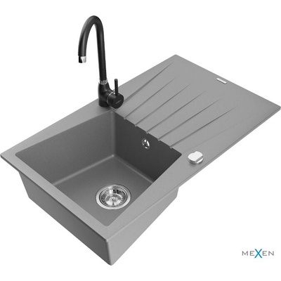 Cesar гранитна мивка с 1 отделение с отцедник и кухненски смесител Telma, сив - 6514-71-670200-70 (6514-71-670200-70)