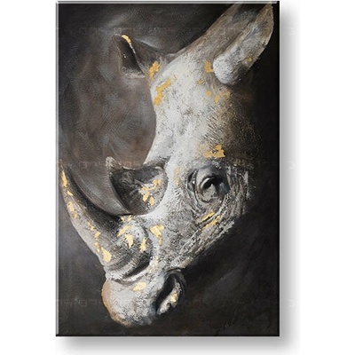 Maľovaný obraz na stenu NOSOROŽEC 80x120 cm - 80×120 cm / Klasický 2 cm