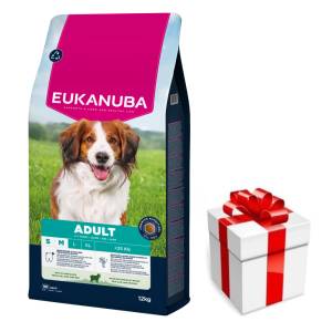 EUKANUBA за възрастни кучета от малки и средни породи, богато на агнешко и ориз 12 кг + безплатна изненада за кучето