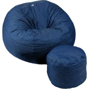 Pufrelax Комплект, Барбарон с табуретка за крака 900л. , King Size XL - Denim, Перящ се калъф, Трансформира се в легло, Пълнеж с микс от мемори пяна и дунапрен, Гама Premium