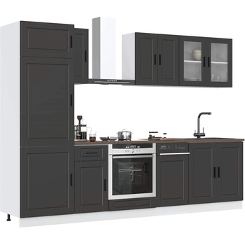 vidaXL Комплект кухненски шкафове от 8 части "Porto", черно инженерно дърво (3314812)