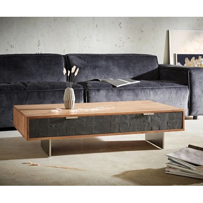 Delife Teele 115x60 cm přírodní akácie a břidlice