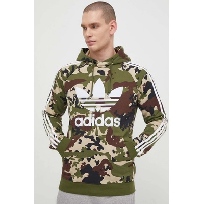 adidas Mikina Originals pánska zelená s kapucňou vzorovaná IS0209