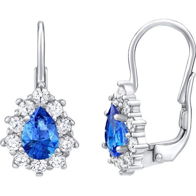 SILVEGO strieborné náušnice s modrými Swarovski zirkónmi31866M