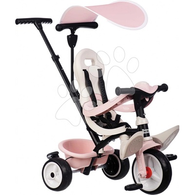 Smoby s vysokou opierkou Baby Balade Tricycle Pink so slnečníkom brzdou a tichými EVA kolesami ružová
