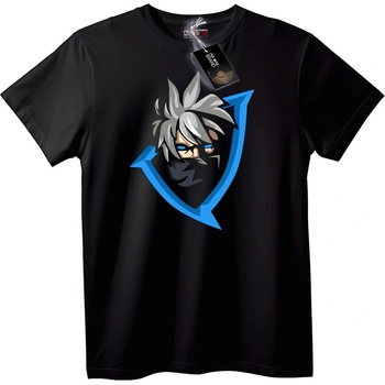NOONEBRAND Тениска аниме герой със синя стрелка - 7XL, Black
