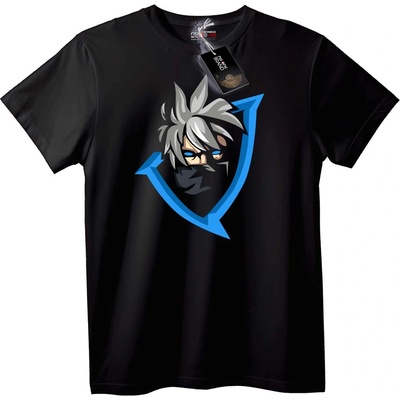 NOONEBRAND Тениска аниме герой със синя стрелка - 7XL, Black