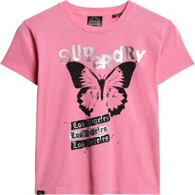 Superdry Тениска 'Lo-fi Rock ' розово, размер 42