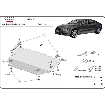Scut Motor - Румъния Метална кора под двигател и радиатор AUDI A7 Sportback (4GA, 4GF) от 2010 (73858)
