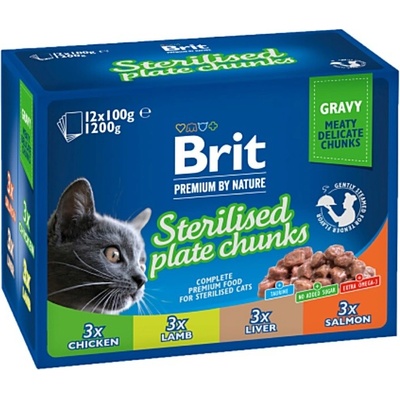 Brit Premium Cat Pouch Sterilised Plate 1,2 kg 12 x 100 g