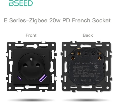 BSEED Zigbee inteligentná zásuvka - Echo Click Čierna E Áno
