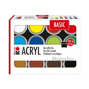 Marabu Акрилни бои Basic 12 х 18мл