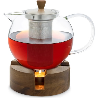 Klarstein Sencha, дизайнерска кана за чай, с нагревател Oolong от дърво, 1, 3 л, прикрепяща се цедка (-)
