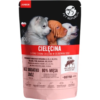 Image 1 of Pet Republic PetRepublic JUNIOR фино нарязани парченца в деликатен сос - телешко 100 г за кучета