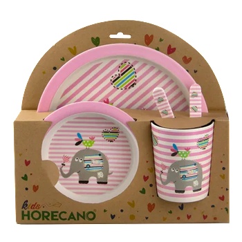 Horecano kids-Детски сервиз за хранене 5 части с кръгла чиния "СЛОНЧЕ" (006-3) (0107112)