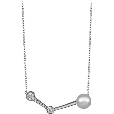 Silver Cat Štýlový strieborný náhrdelník so zirkónmi a perlou SC337