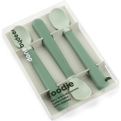 Done by Deer™ dětská lžička Foodie Easy grip 3 pack zelená