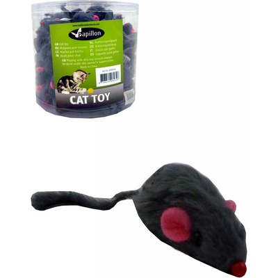 Papillon Myš s kožešinou šedá chrastící 5 cm – Zboží Dáma