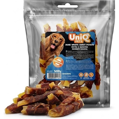 Uniq Pets Dog Snacks Duo Duck Wraps Sweet Potato лакомства за кучета с патешко и сладък картоф, 500 г