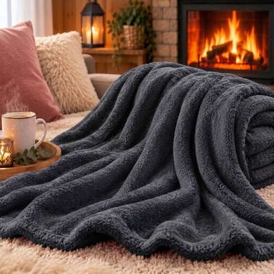 Top textil Mikroflanelová deka tmavě šedá 150x200