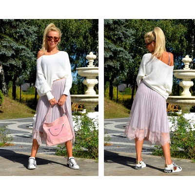 Fashionweek Pulóver s netopierími rukávmi SV107 Biela
