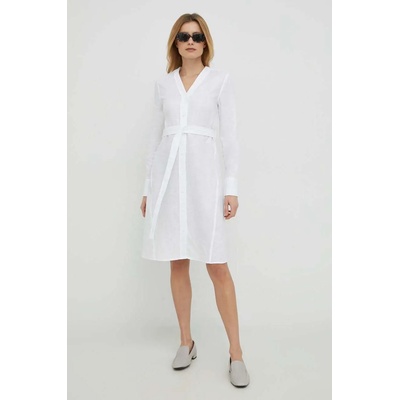 Calvin Klein Ленена рокля Calvin Klein в бяло къс модел със стандартна кройка (K20K205245.PPYX)