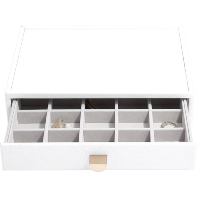 Stackers Ковчеже за бижута Stackers Pebble 20 камери с чекмедже cлassic бяло (75799)