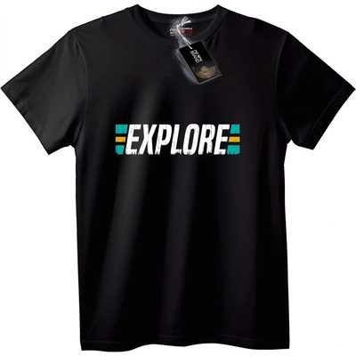NOONEBRAND Тениска Изследвай Приключението - S, Black