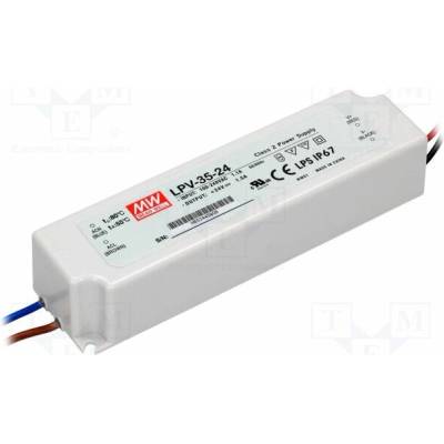MEAN WELL LPV-35-24 Napájecí zdroj: spínaný; LED; 36W; 24VDC; 1,5A; 90÷264VAC; IP67