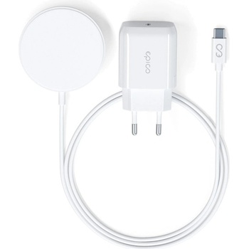Image 1 of Epico Magnetic Wireless Charging Cable Bundle 7.5W/15W - with USB-C Cable & 20W PD Charger - white (K-9915101100113)