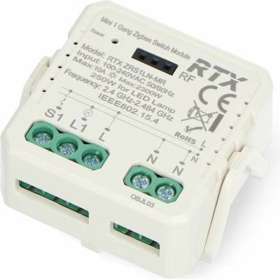 Tuya - jednokanálové mini relé 10A - ZigBee - aplikace pro Android/iOS - RTX ZRS1LN-MR