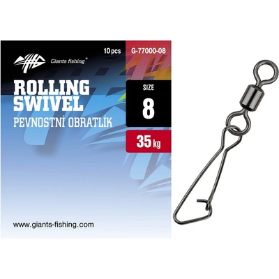 Giants fishing Pev. obratlík s karabinkou Rolling Swivel with Hooked Snap |vel.20 10 ks 9 kg – Zboží Mobilmania