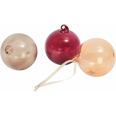 Ferm Living Skleněná vánoční ozdoba Roseate Translucent Ø 8 cm set 3 ks, multi barva, sklo