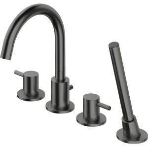 Omnires Y смесител за вана/душ с 4 отвора, четкан графит, с душ комплект (Y1232GR)