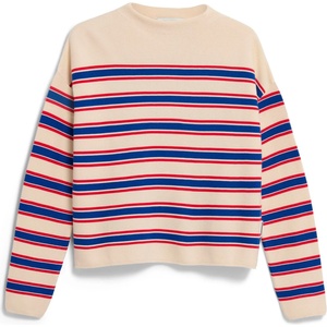 ARMEDANGELS Дамски пуловер ARMEDANGELS Women's Merinaa Stripes Knit Sweater Jumper - Oatmilk / Mars Red / Dynamo Blue - размер XL (117-3693-0315)