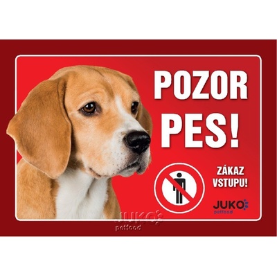 Juko Plastová tabuľa Pozor Pes Bígl 21 x 14,7 cm