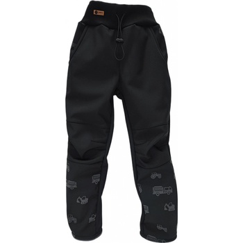 Tommy's design softshellové kalhoty s fleecem černé s reflexními autíčky