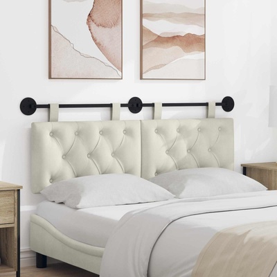 vidaXL Висяща табла Монтиране на стена Крем 130 x 55 x 7 см Кадифе (42032117)