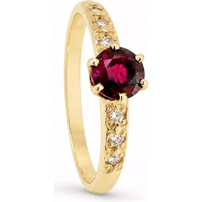 Stuchlík zlatý prsten s rubínem a diamanty 015156