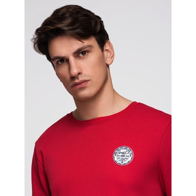Ombre Clothing Мъжки суитшърт с кръгло деколте и апликация - червен V1 B1713 Ombre Clothing Ombre Clothing | Cherven | МЪЖЕ | S