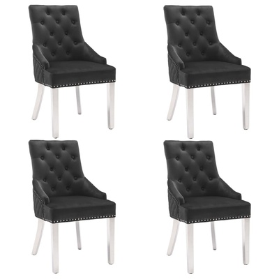vidaXL Трапезни столове, 4 бр, черни, кадифе (3080229)