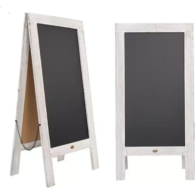 Двустранeн дървен дисплей за клиенти 119 х 59 см бял PWMCB