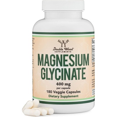 Double Wood Supplements Нервна и мускулна функция - Магнезий (глицинат/бисглицинат), 180 капсули Double Wood (27221 DW)